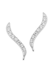 The Ear Pin Cubic Zirconias Sterling Silver Short Version Classic Earrings