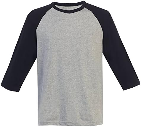 Men Baseball Athletic Crew Neck Reglan 3/4 Sleeve T Shirts GRAY/BLK XL