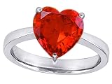 5.00 cttw Large Heart Shape Solitaire Engagement Ring with Simulated Mexican Fire Opal