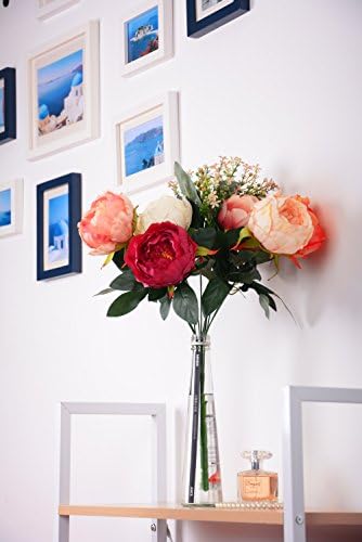 High Quality Fake Peony Artificial Peony Silk Flowers Bouquet Home Wedding Decoration Bouquet Home Office Decor （Each a different color）