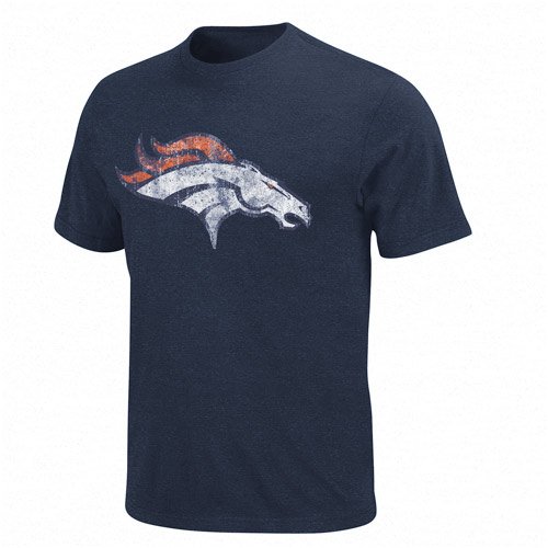 NFL Men's Denver Broncos Vintage Logo III Adult Short Sleeve Basic Tee (Athletic Navy Heather, XX-Large)