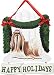 shih_tzu39shih tzu - Shih Tzu RedWhite Happy Holidays Sign Picket Fence