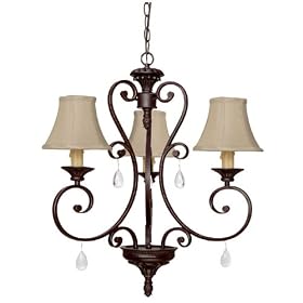 Capital Lighting 4133MBZ-422-CR Brandon Hall Three Light Chandelier With Crystals MEDITERRANEAN BRONZE 22.75 inch W 25.5 inch H 3-60 Watt Candelabra