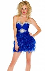 Chiffon/Taffeta/Tulle Applique Crystal Crystals Lace Feathers Beaded Mermaid Mini Dress 