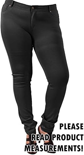 Womens Plus Size Curvy Ponte Super Stretch Pants High Quality Fabric (3X, Charcoal Grey)