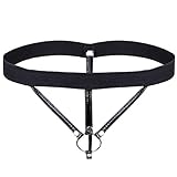 TiaoBug Men Lingerie G-string T Back Underwear with O-Ring Black Medium (Waist:26.0-41.0