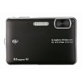 GE G2-BK 8MP Ultra-Slim Digital Camera with 4X Optical Zoom and 2.7-Inch LCD with Auto Brightness (Black)