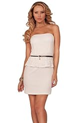 Sexy Nylon/Rayon/Spandex Floral Print Lace Peplum Bateau Neck Bodycon Dress 