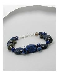 Japanese silk cord Lapis Lazuli Bracelet In Zinc