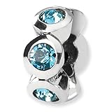 IMAGE OF Sterling Silver March Swarovski Crystal Birthstone Bead