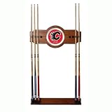 NHL Calgary Flames 2 piece Wood and Mirror Wall Cue Rack