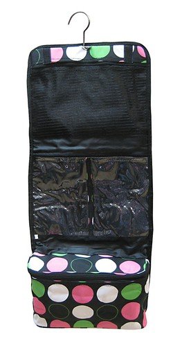 Best Price Hanging Cosmetic Makeup Toiletry Bag Case Retro Polkadots Green Pink Polka Dot