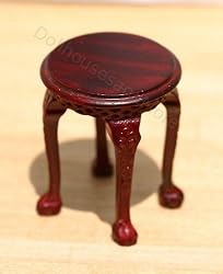 Dollhouse Miniature Mahogany Handcarved Round Side Table