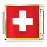 Flag Of Switzerland Sports Italian Charms Bracelet Link