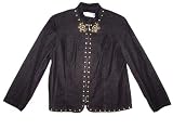 Alfred Dunner Taste of Morocco Zip Up Colored Denim Jacket Black 6P