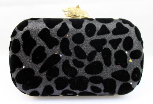 Grey Lady Leopard Animal Print Velvet Chain Shoulder Hand Evening Party Clutch Bag Women Grils Makeup Handbag