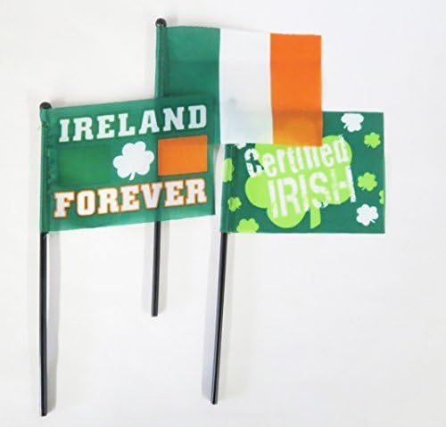 6 Pack of Irish St Patrick Small Flags -Assorted Designs