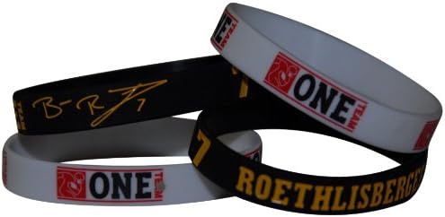 NFL Pittsburgh #7 Ben Roethlisberger Official Signature Wristband with Bonus NFLPA One Team Football Wristband