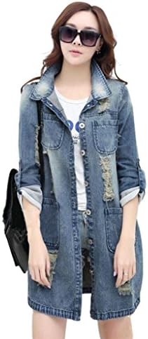 WenVen Womens Plus Size Single Breasted Turn Down Collar Denim Jacket(AsPicture,US XL/Asian 4XL)
