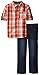 Kids Headquarters Little Boys' Orange Plaid Shirt with Pant