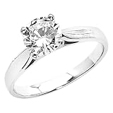 size 4 promise ring:14K White Gold Round-cut CZ Cubic Zirconia Ladies Solitaire Engagement Ring Band - Size 4.5