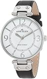 AK Anne Klein Women's 109169WTBK Silver-Tone Round black Leather Strap Watch