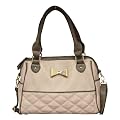 Designer Inspired Twin Handled Fashion Handbag Nude Pink & Brown