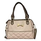 Designer Inspired Twin Handled Fashion Handbag Nude Pink & Brown