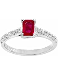 14K White Gold Ruby and Diamond Ring -- LIFETIME WARRANTY