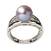 Eternity Lavender Cultured Pearl Cubic Zirconia Carved Hearts Platinum Overlay Sterling Silver Ring