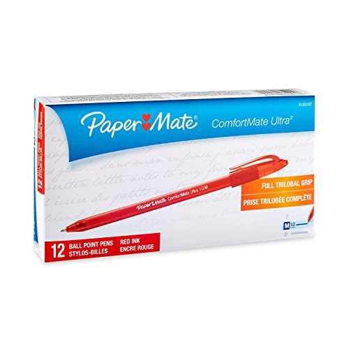 Comfortmate Stick Ballpoint Pens, Medium Point, Red Ink, 12-Pack Pens