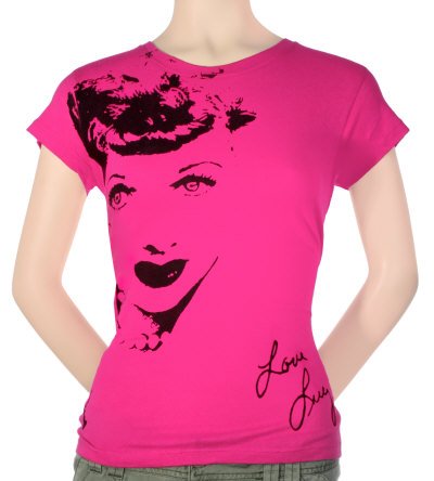 Women's: I Love Lucy - Face Specialty Products T-Shirt, M - Hot Pink