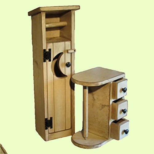 Amish Handcrafted, Rustic, Primitive, White Wash Finish Outhouse w/ Rubbed Edges. Toilet Paper Dispenser & Storage, Solid Wood - By The Amish Guys