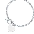14K White Gold Bracelet With Heart Charm - 7.25 inches