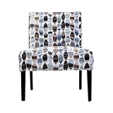 Handy Living 340C-PWL52-083 083 Armless Chair, Wavy Brown And Blue Leaf Design