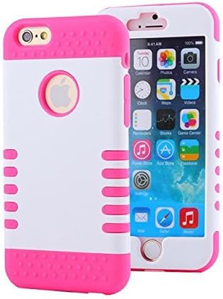 iPhone 6/6S Case MAECY Slim Dual Layer Protective Case Fit Hybrid Hard Back Cover and Soft Silicone ( Shockproof Rubber Bumper) for iPhone 6 / 6S Case (White)(4.7 Inch)