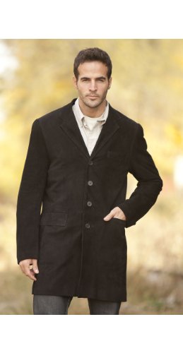 Men's Jerry Suede Leather Walking Coat, BLACK, 