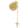 Gold Plated Rhodium Rosary with 4mm Beads - Blessed Virgin Mary Symbol Centerpiece - 26" Necklace - 18" Overall