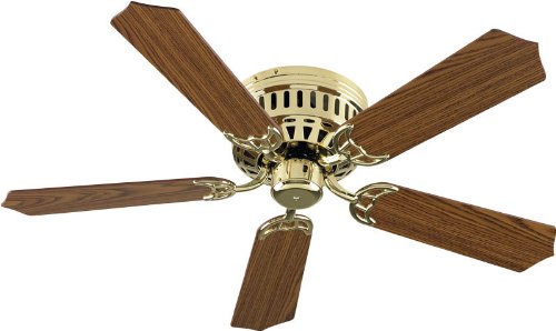 Nutone PFCH52BR Five Blade Hug the Ceiling Ceiling Fan,Polished Brass