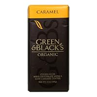 Green and Black's Organic Milk Chocolate Bar, Caramel, 3.5-Ounce Bars (Pack of 10)