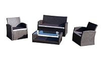 Ambientehome 63393AM Loungegruppe 4-teilig Hawaii Polyrattan, schwarz zerlegt
