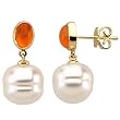 14K Yellow Gold Paspaley South Sea Cultured Pearl and Carnelian Earrings - 12.00mm