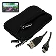 Premium Black Glove Series Carrying Case + Clear Screen Protector + USB Data Cable for Garmin Nuvi 1450 1450LMT