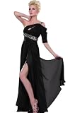 eDressit Asymetrique Robe de Soiree longue en Satin de soie Noir, manche unique 00114200