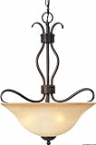 Maxim Lighting 10121WSOI Basix 3-Light Invert Bowl Pendant, Oil Rubbed Bronze with Wilshire Glass