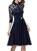 Rongstore® Women's Vintage 1950s Style 3/4 Sleeve Black Lace Flare A-line Dress