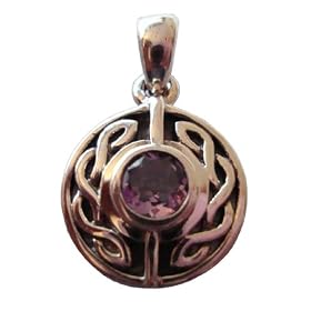 Sterling Silver Celtic Knot Genuine Amethyst Pendant Jewelry for Women