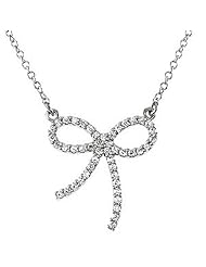 Platinum Diamond Bow Necklace - 0.25 Ct. -- LIFETIME WARRANTY