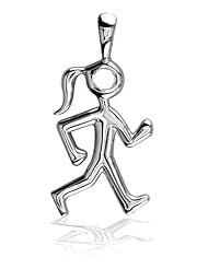 Lady Race Walker, Girl Runner, Jogger Charm in Sterling Silver