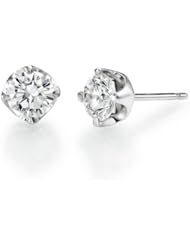 Diamond Earrings in 18K Gold / White - GIA Certified, Round, 1.07 Carat, I Color, SI2 Clarity